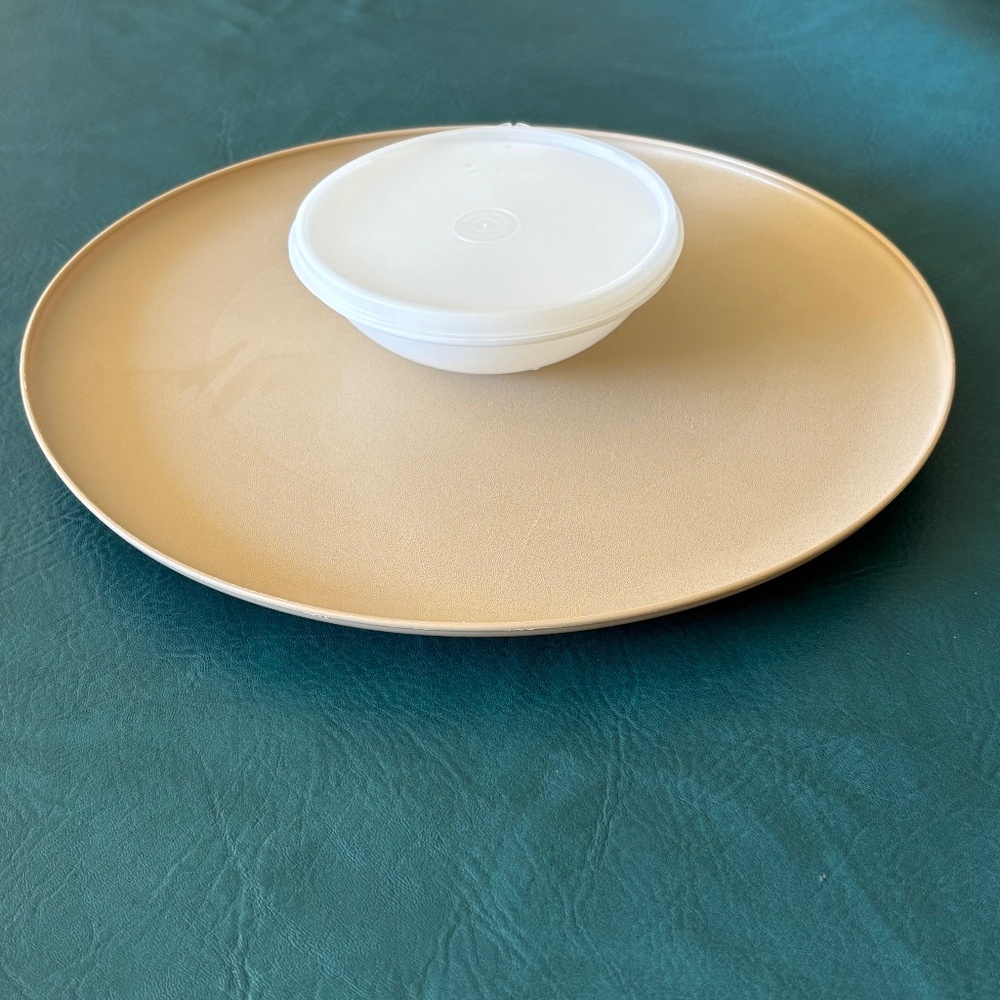Vintage 14" Tupperware 3 Piece Chip and Dip Tray Set 492-2 and 238-1 Picnic 491
